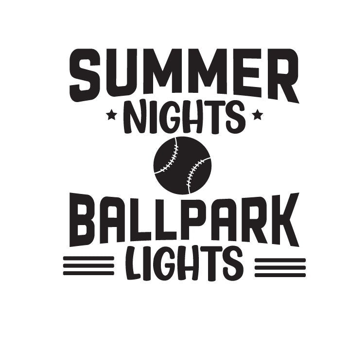 Summer Nights & Ballpark Lights svg | Baseball Graphic Design | svg · png · dxf · jpg Instant Download
