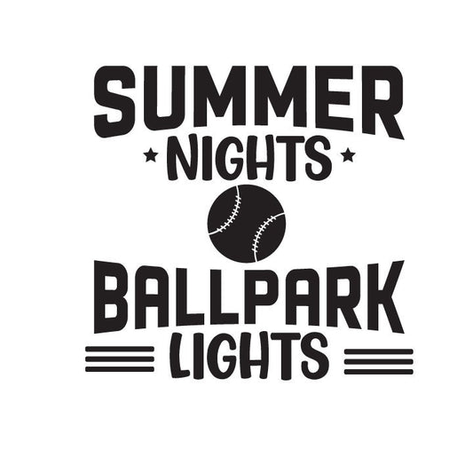 Summer Nights & Ballpark Lights svg | Baseball Graphic Design | svg · png · dxf · jpg Instant Download