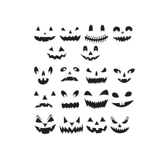 Halloween Carved Pumpkin Faces Graphic Bundle | Cricut, Window Clings (18 Images)