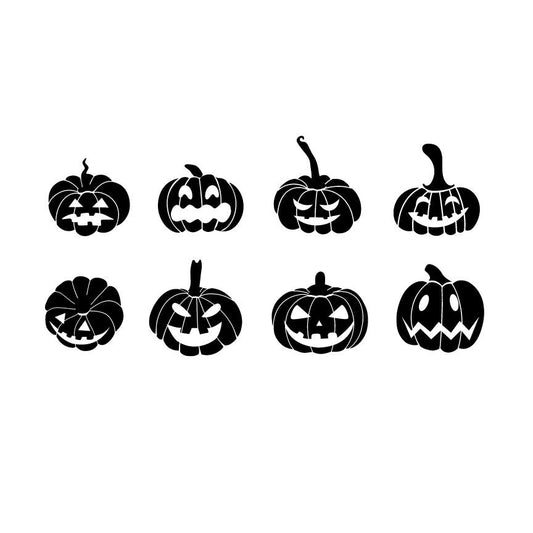 Carved Pumpkin Graphic Bundle | Halloween Cricut Clings, 8 Images