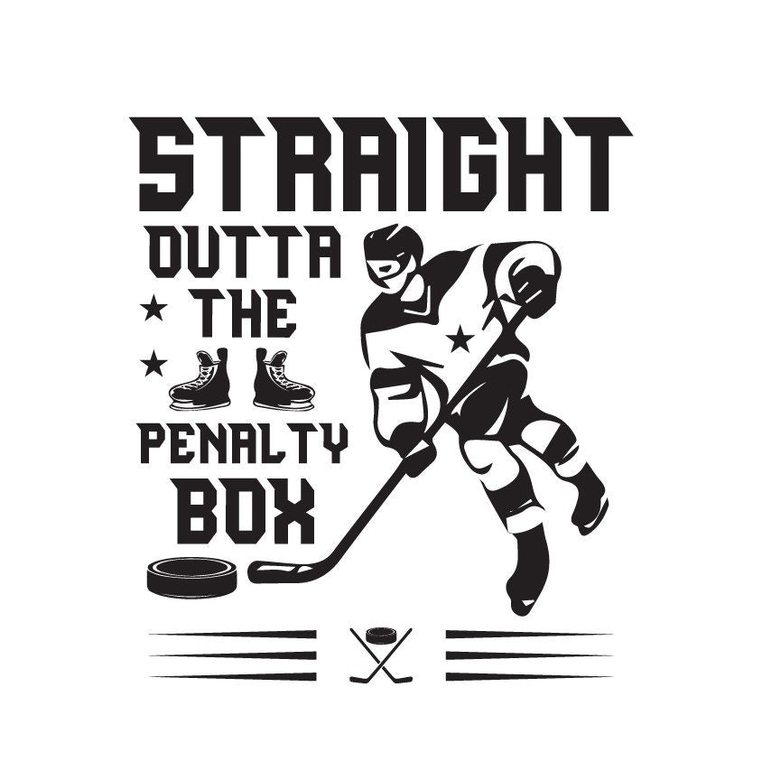 Funny Hockey Player SVG – Cricut, Silhouette & Sublimation Cut File Canada | Straight Outta Penalty Box (Digital Download)