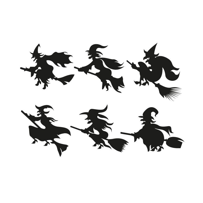 Halloween Witch Silhouettes Graphic Bundle (svg, png, jpg, dfx)