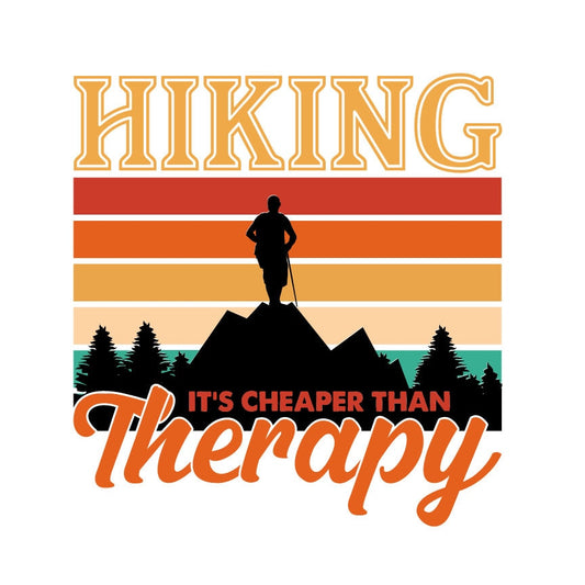 Funny Hiking Cheaper Than Therapy SVG – Cricut, Silhouette & Sublimation Cut File Canada | Retro Mountain Design (Digital Download)