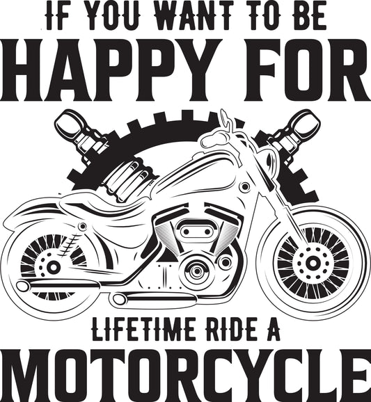 Ride Motorcycle Happiness Graphic, Biker Quote (svg, png, jpg, dxf)
