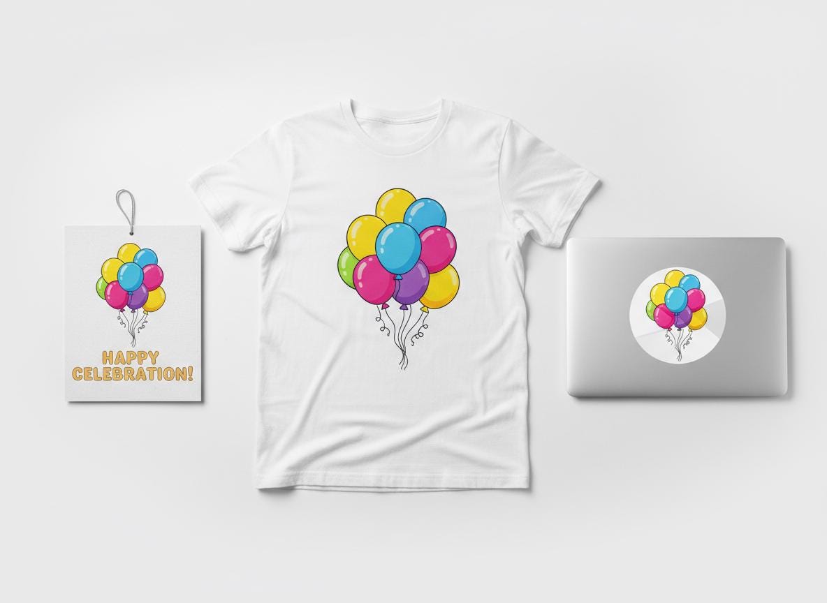 Colorful Balloons SVG  Party Decorations Graphic (Digital Download)