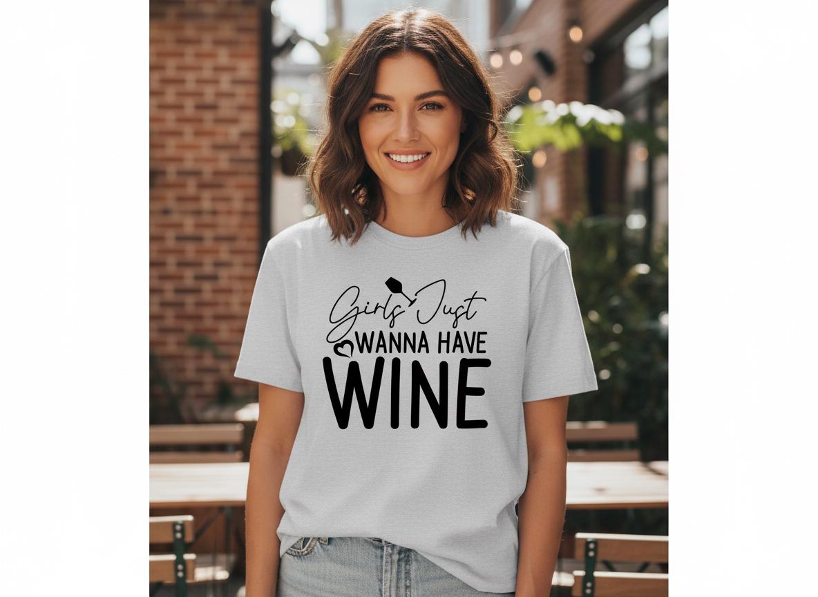 Girls Just Wanna Have Wine SVG | Funny Wine Quote Design (Digital Download)