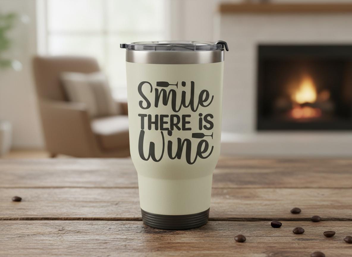 Smile There is Wine SVG | Drinking Wine Design (Digital Download)