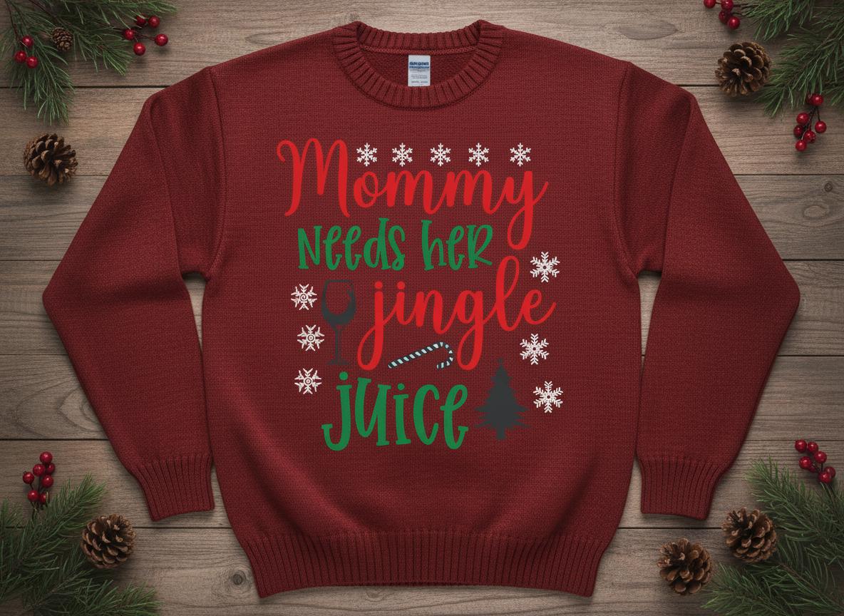 Mommy Needs Jingle Juice SVG | Funny Christmas Wine Cut File (Digital Download)