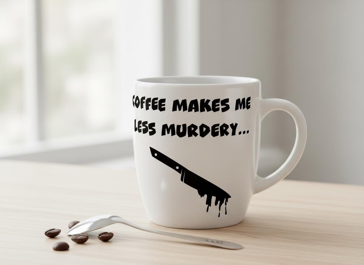 Coffee Makes Me Less Murdery SVG | Funny Sarcastic Quote (Digital Download)