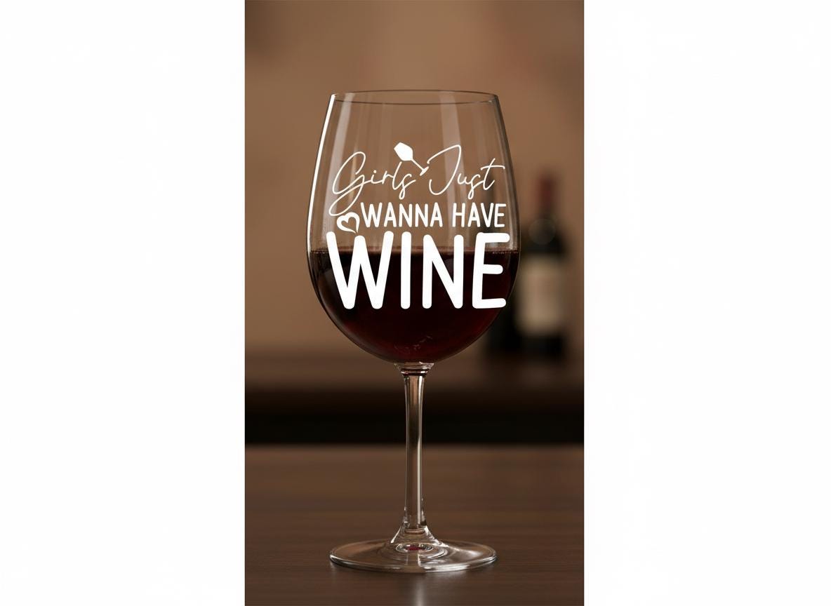 Girls Just Wanna Have Wine SVG | Funny Wine Quote Design (Digital Download)