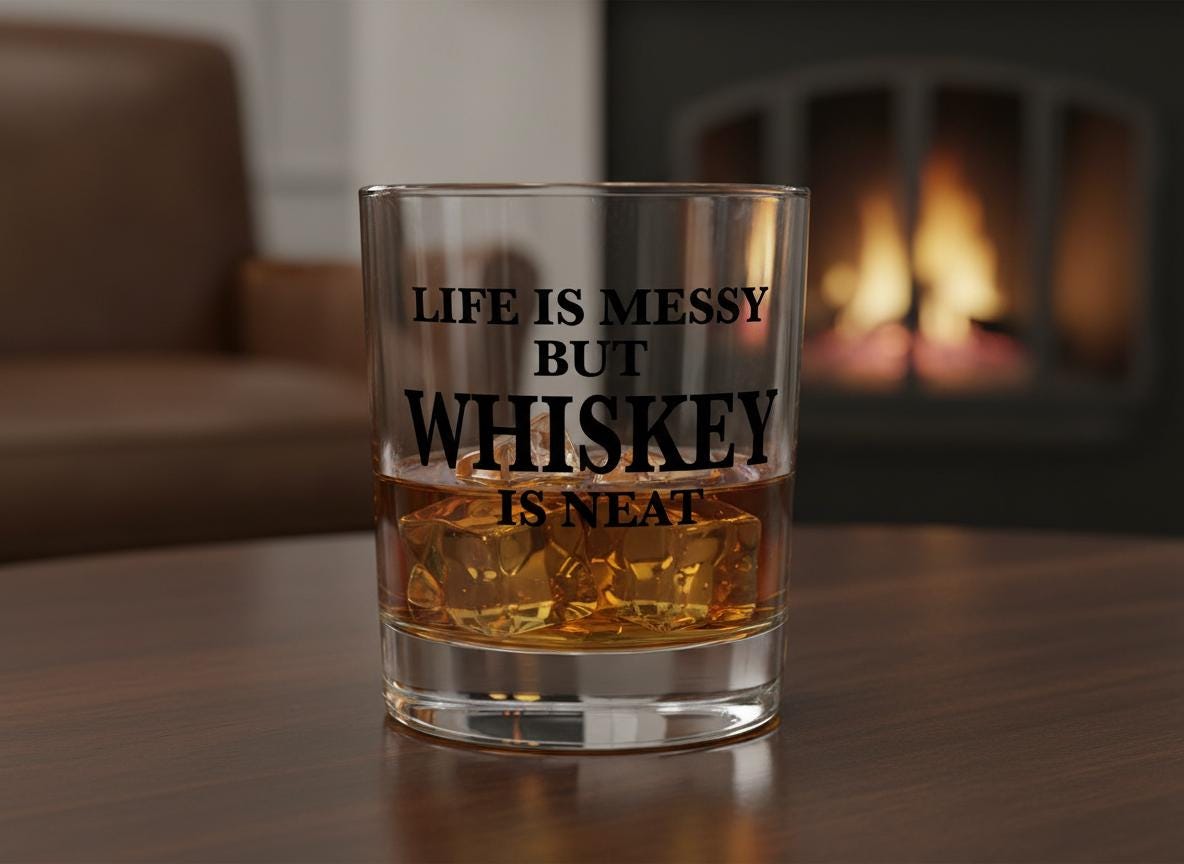 Life is Messy but Whiskey is Neat SVG – Cricut, Silhouette & Sublimation Cut File Canada, Funny Alcohol Quote (Digital Download)
