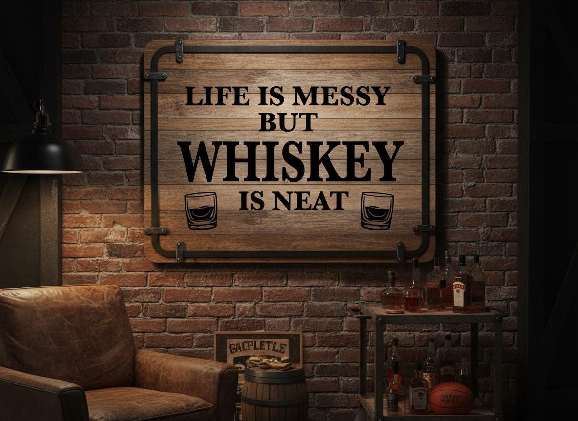 Life is Messy but Whiskey is Neat SVG – Cricut, Silhouette & Sublimation Cut File Canada, Funny Alcohol Quote (Digital Download)