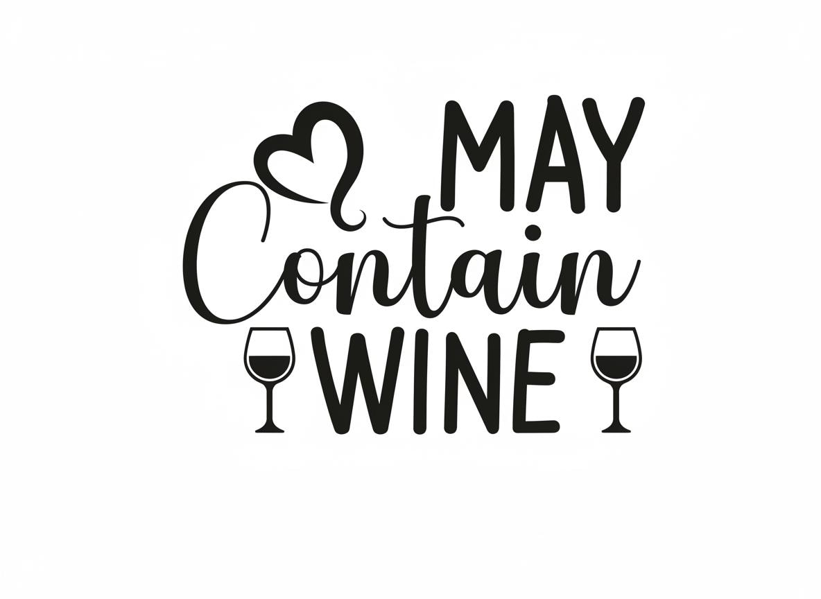 May Contain Wine SVG – Cricut, Silhouette & Sublimation Cut File Canada | Funny Wine Lover Quote | svg · png · dxf · jpg Instant Download