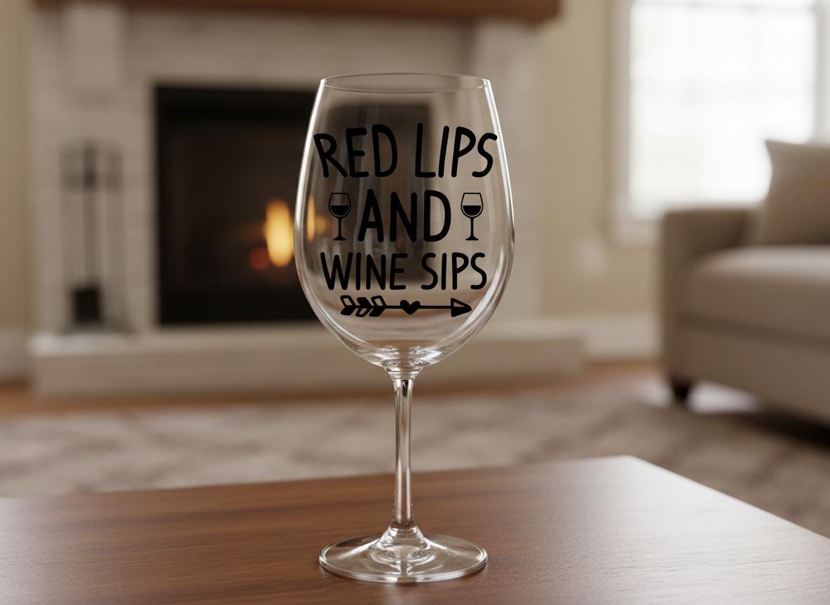 Red Lips and Wine Sips SVG  Funny Alcohol Design (Digital Download)