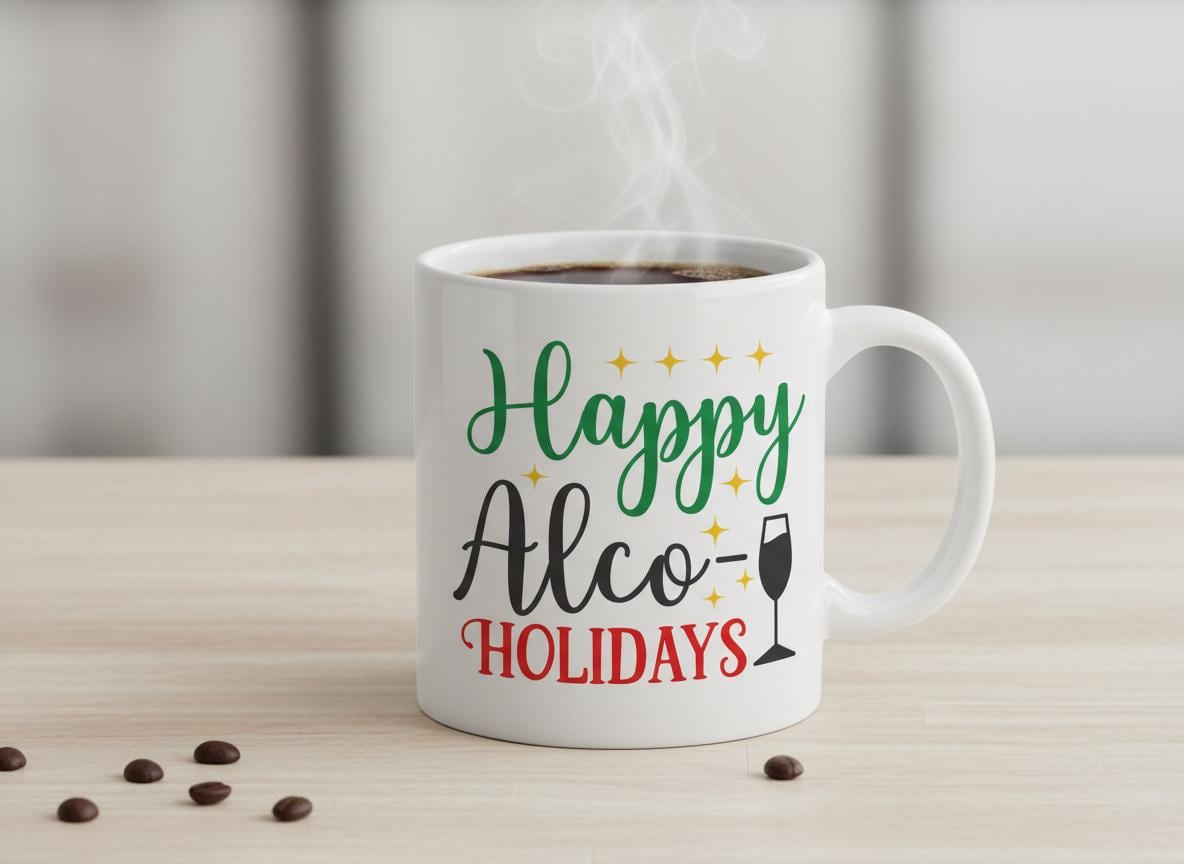 Happy Alco-Holidays SVG | Funny Christmas Wine Quote (Digital Download)