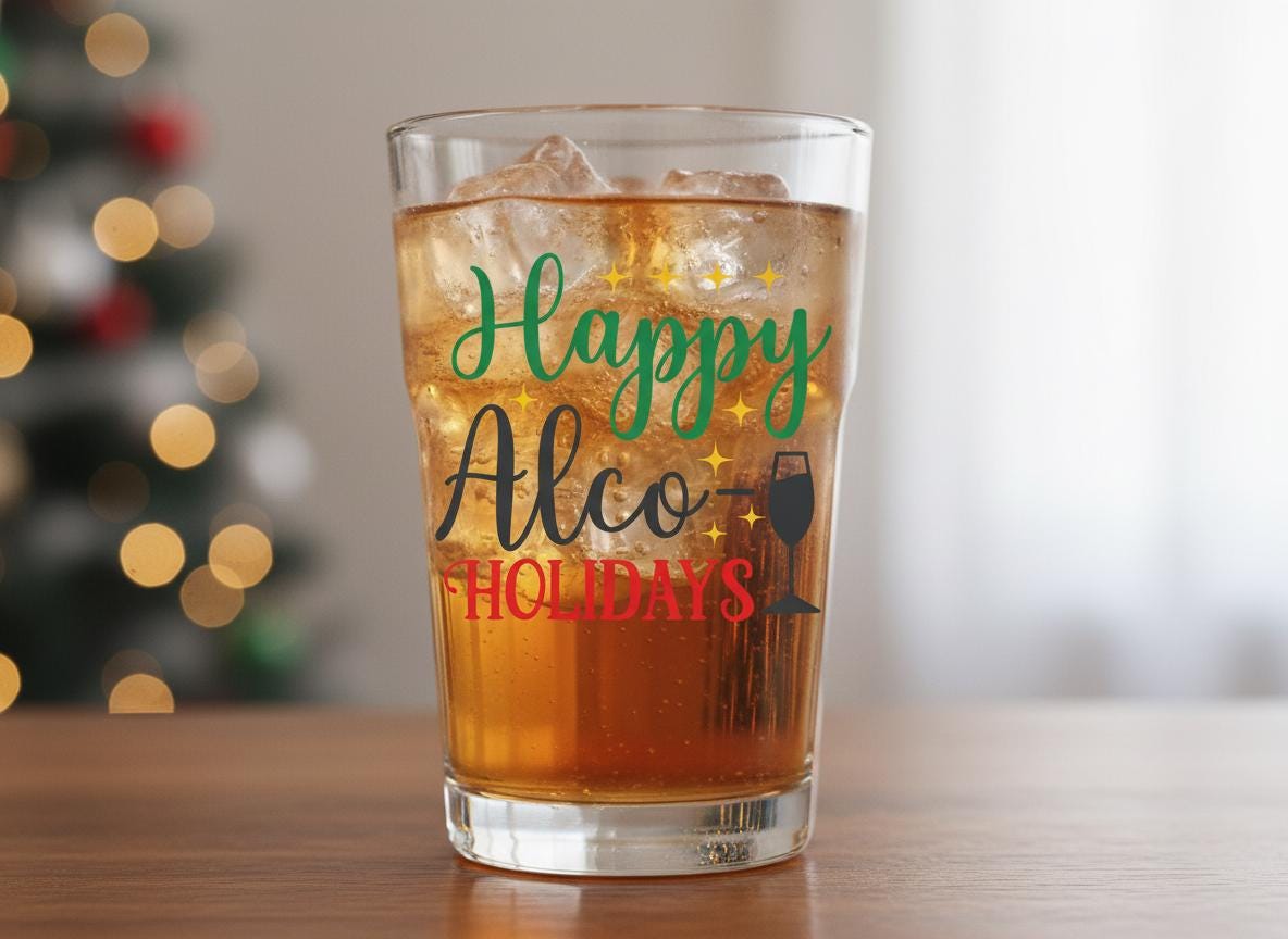 Happy Alco-Holidays SVG | Funny Christmas Wine Quote (Digital Download)
