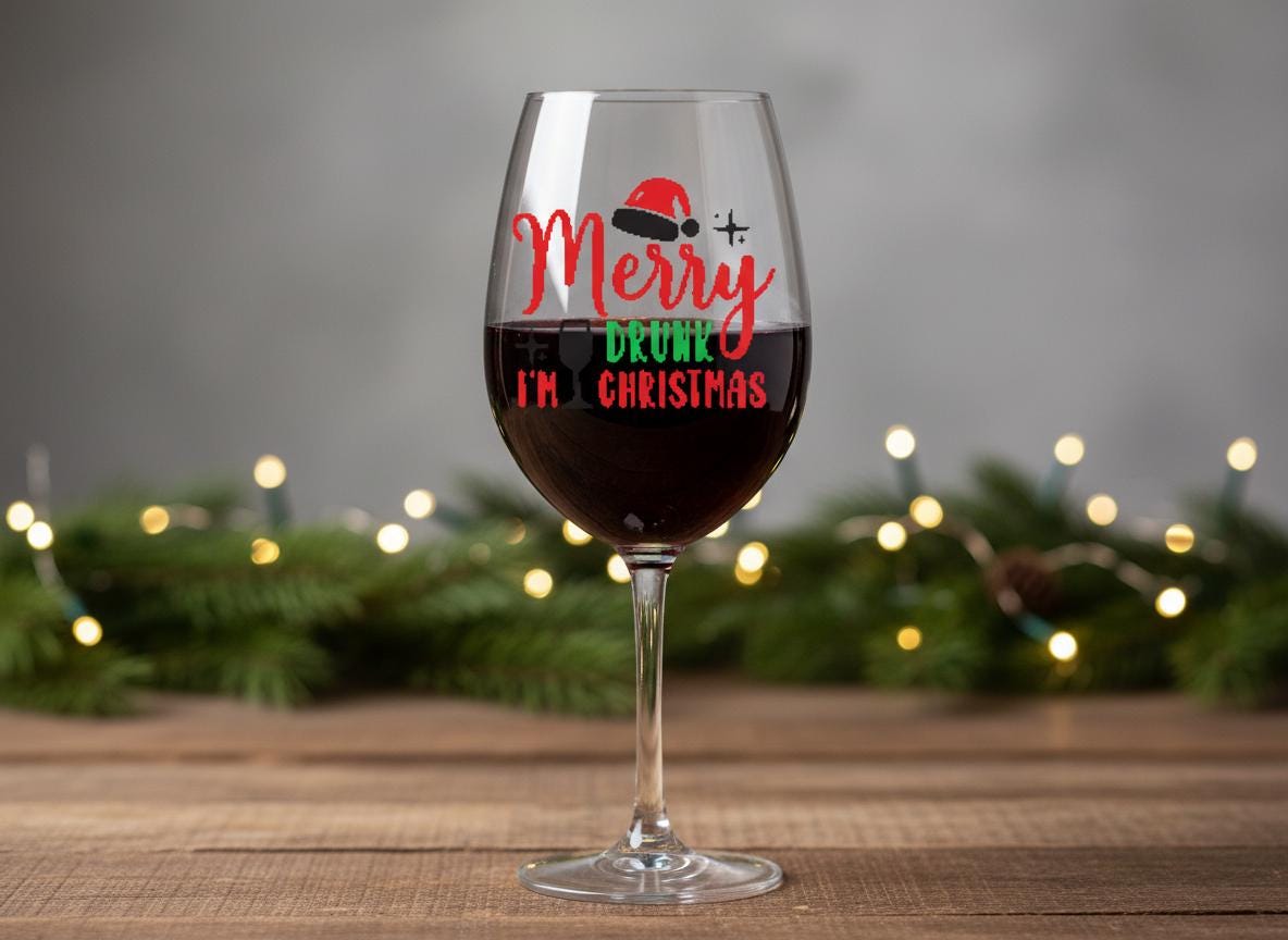 Funny Christmas Alcohol Quote SVG | 'Merry Drunk I'm Christmas' Cut File (Digital Download)