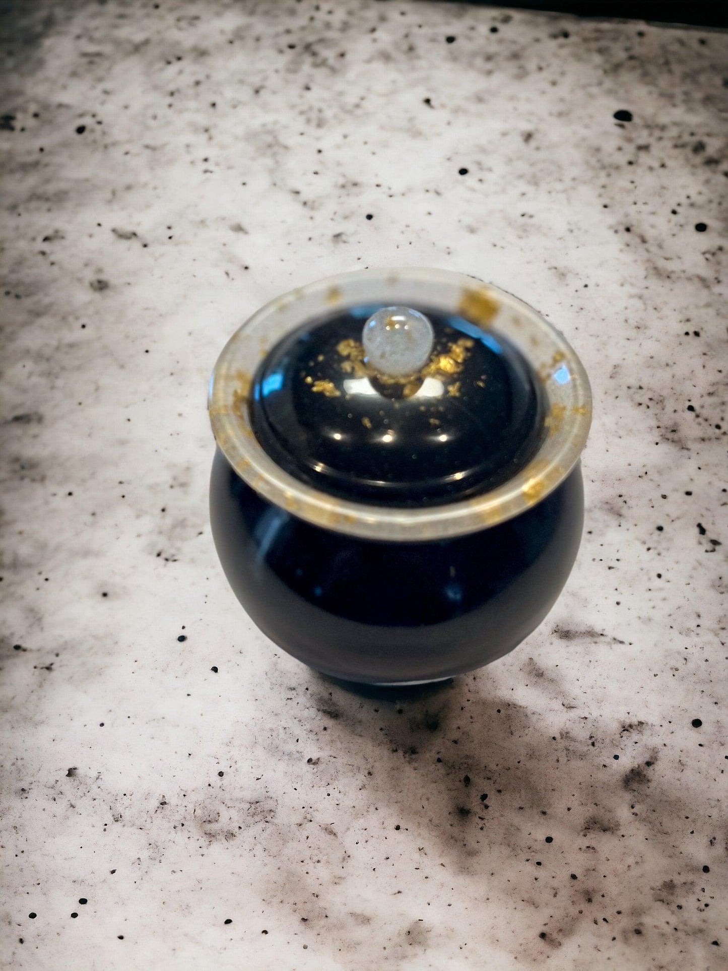 Mini Resin Trinket Jar with Gold Flakes – Handmade Decorative Storage | Small Gift Canada