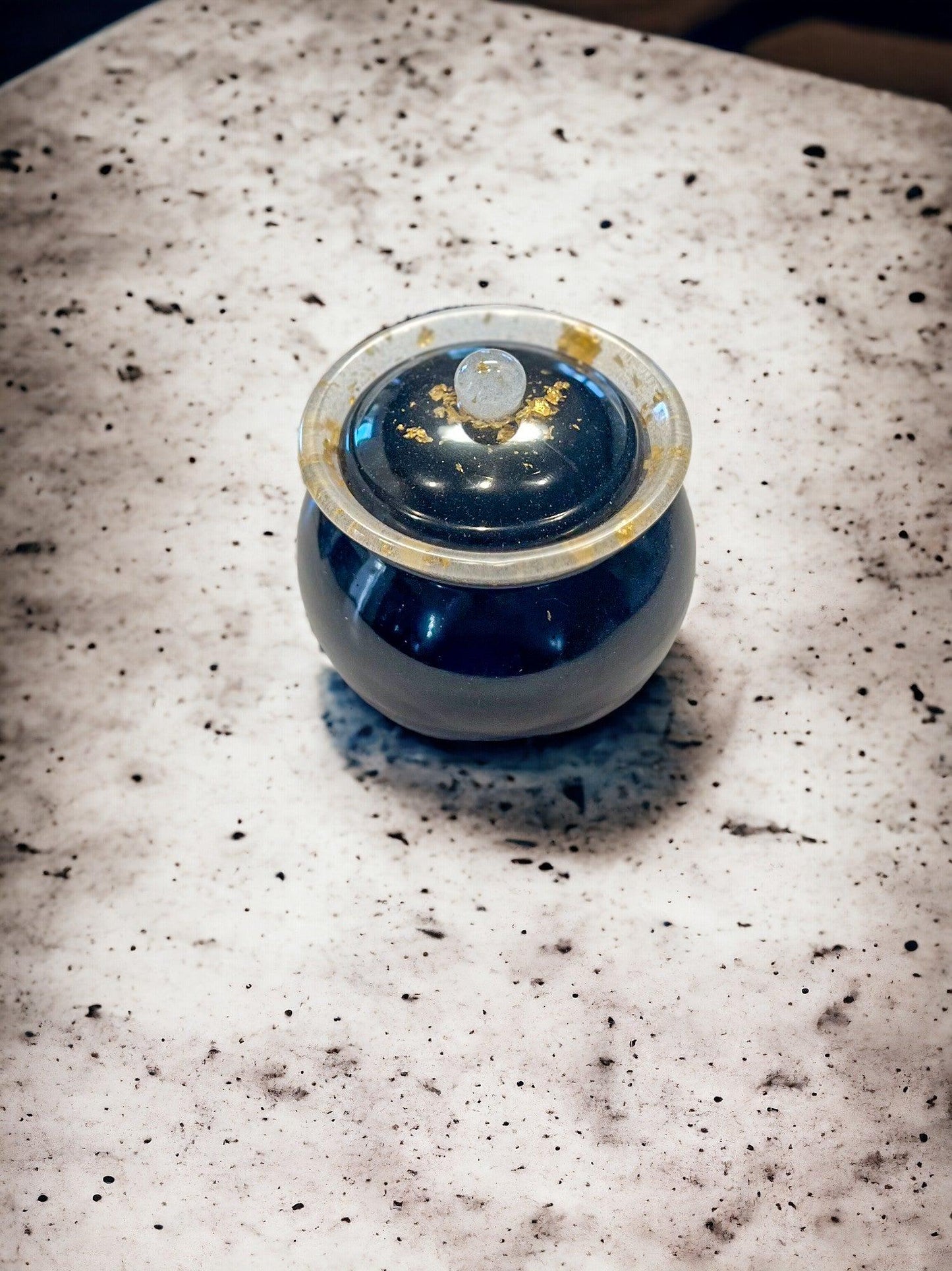 Mini Resin Trinket Jar with Gold Flakes – Handmade Decorative Storage | Small Gift Canada