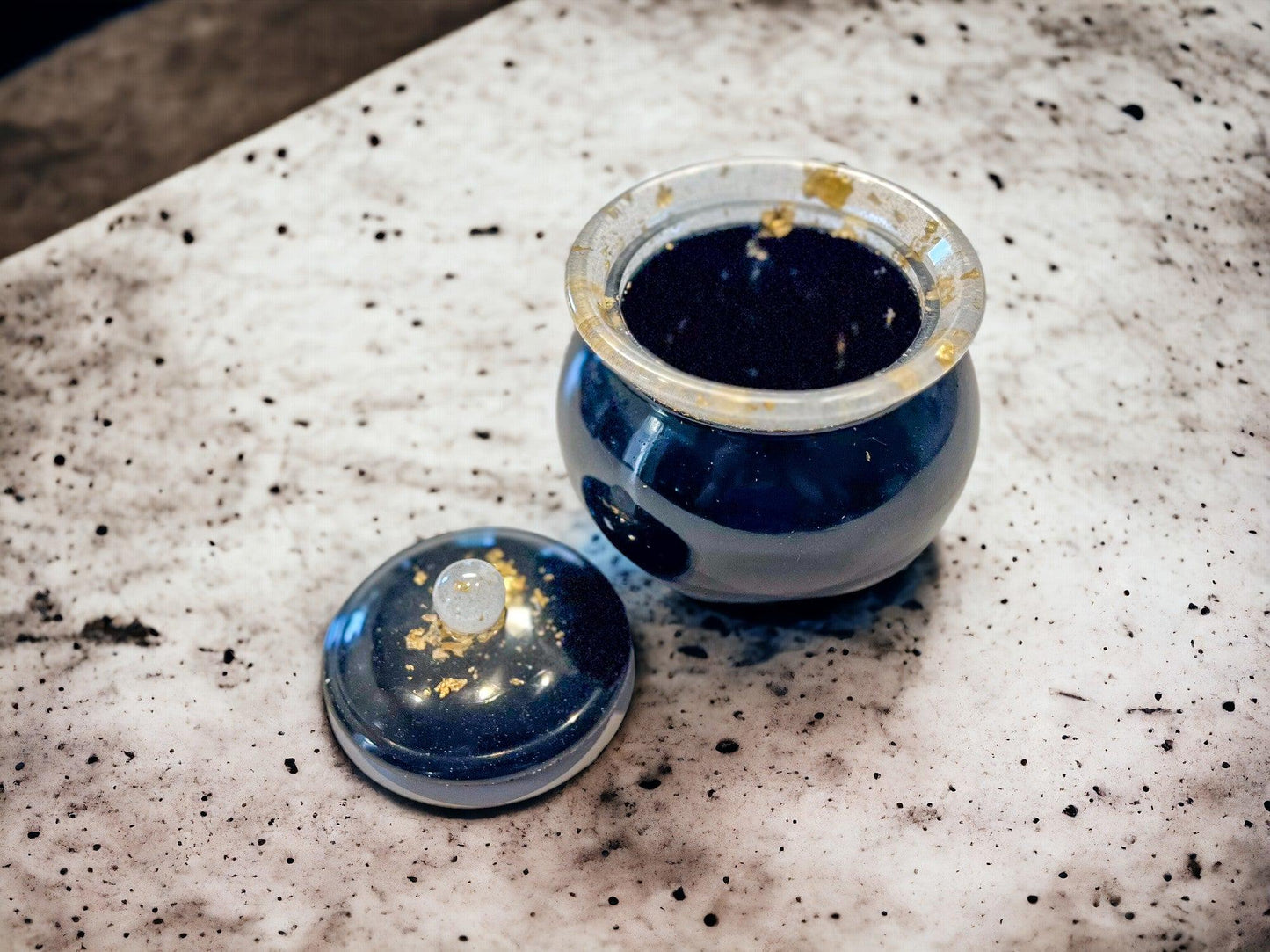Mini Resin Trinket Jar with Gold Flakes – Handmade Decorative Storage | Small Gift Canada