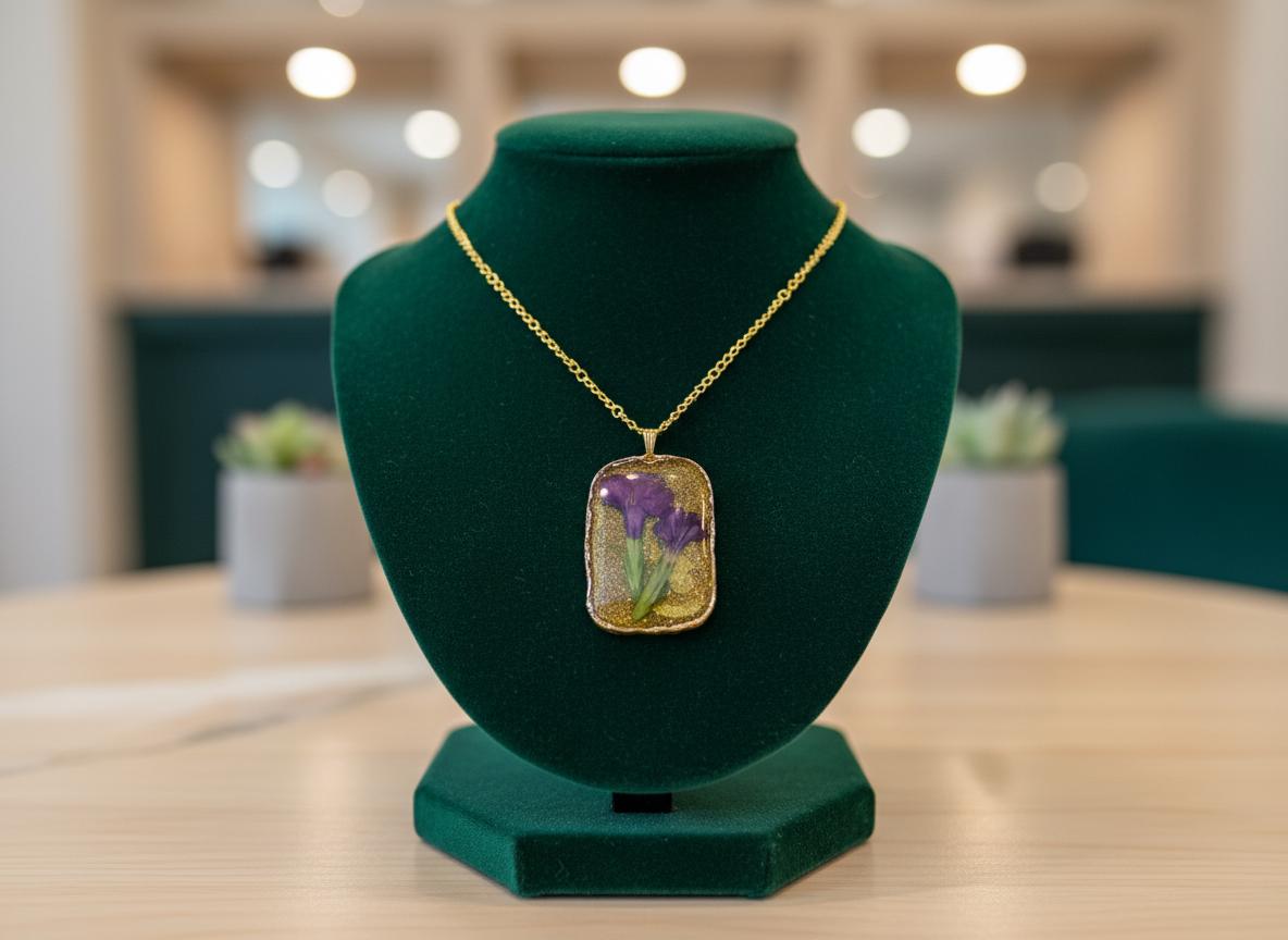 Real Dried Flower Resin Necklace  Gold or Silver Plated 18 Inch Chain  Botanical Handmade Floral Jewelry Gift