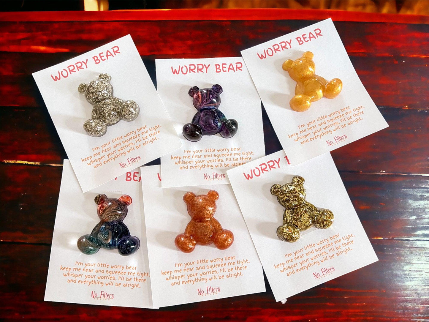 Worry Bear Resin Keepsake – Handmade Comfort Gift with Poem Card | Anxiety Relief Gift Canada