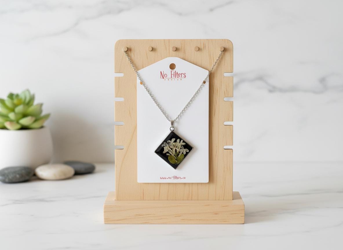 Real Dried Flower Resin Necklace  Gold or Silver Plated 18 Inch Chain  Botanical Handmade Floral Jewelry Gift