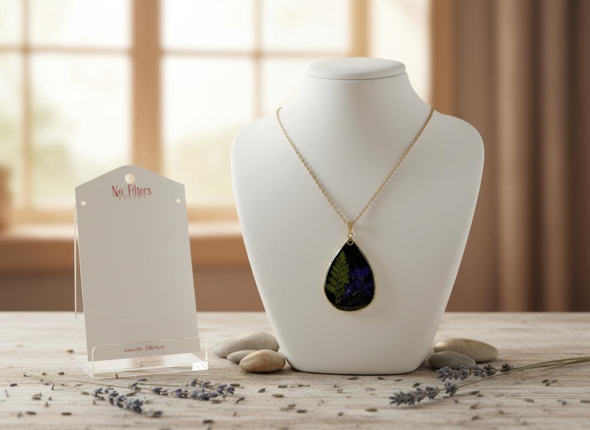 Real Dried Flower Resin Necklace  Gold or Silver Plated 18 Inch Chain  Botanical Handmade Floral Jewelry Gift
