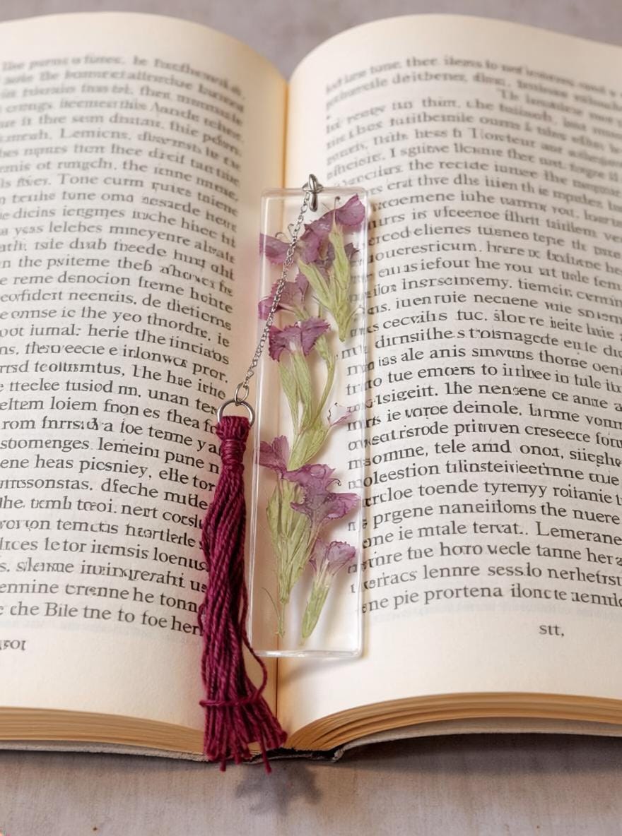 Handmade Resin Bookmark with Real Dried Flowers  Tassel Bookmark  Floral Book Lover Gift  Made in Canada