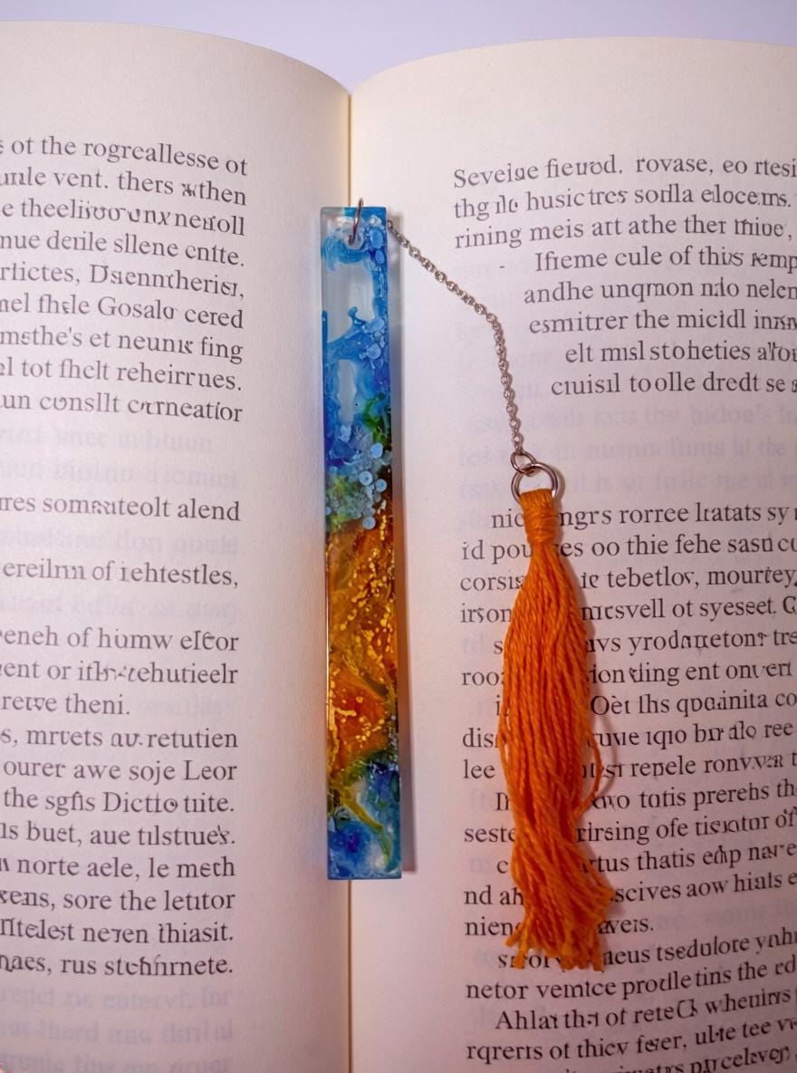 Handmade Resin Bookmark with Mica Pigment & Tassel  Colorful Bookmark Gift for Book Lovers  Made in Canada