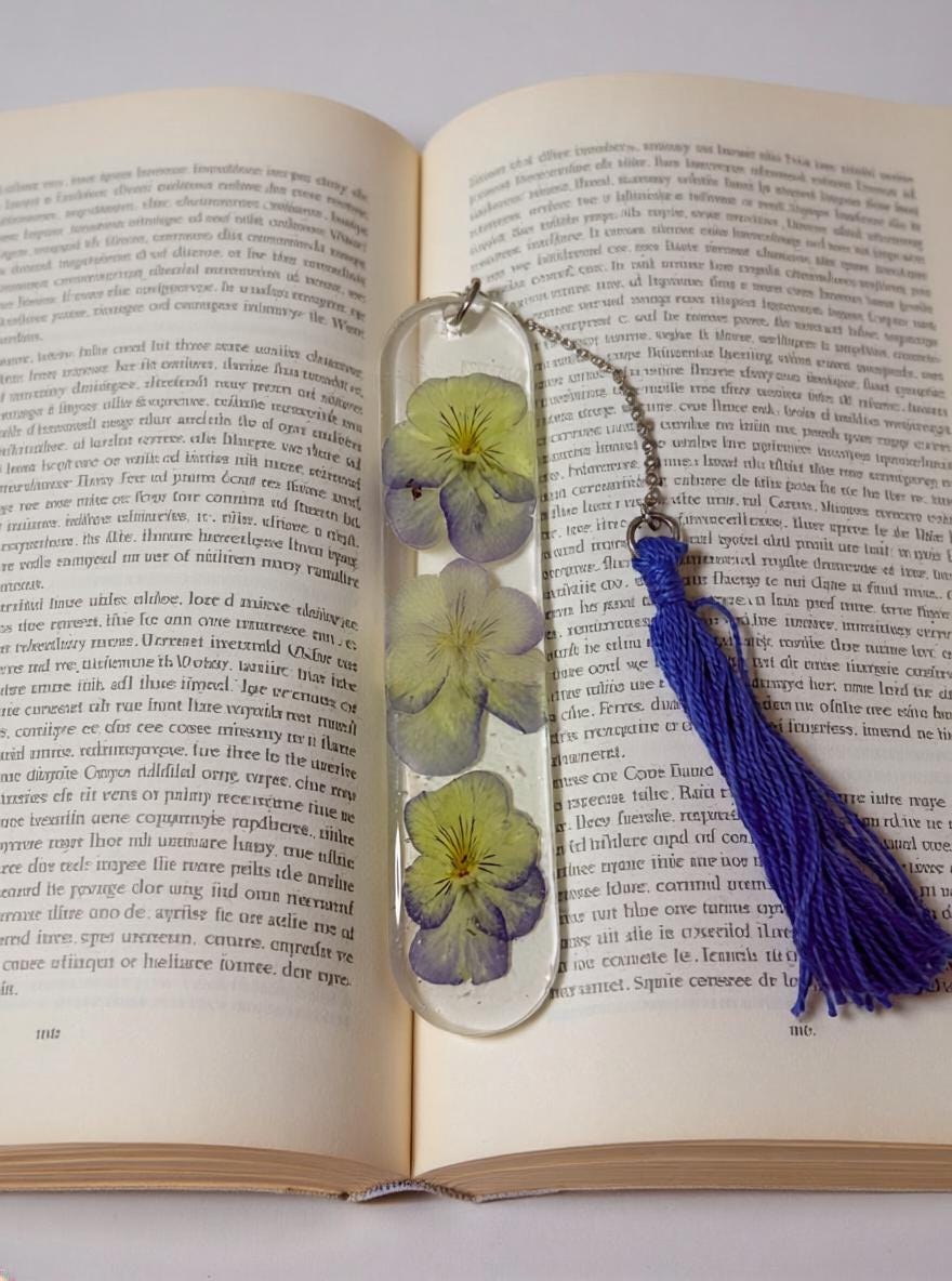 Handmade Resin Bookmark with Real Dried Flowers  Tassel Bookmark  Floral Book Lover Gift  Made in Canada