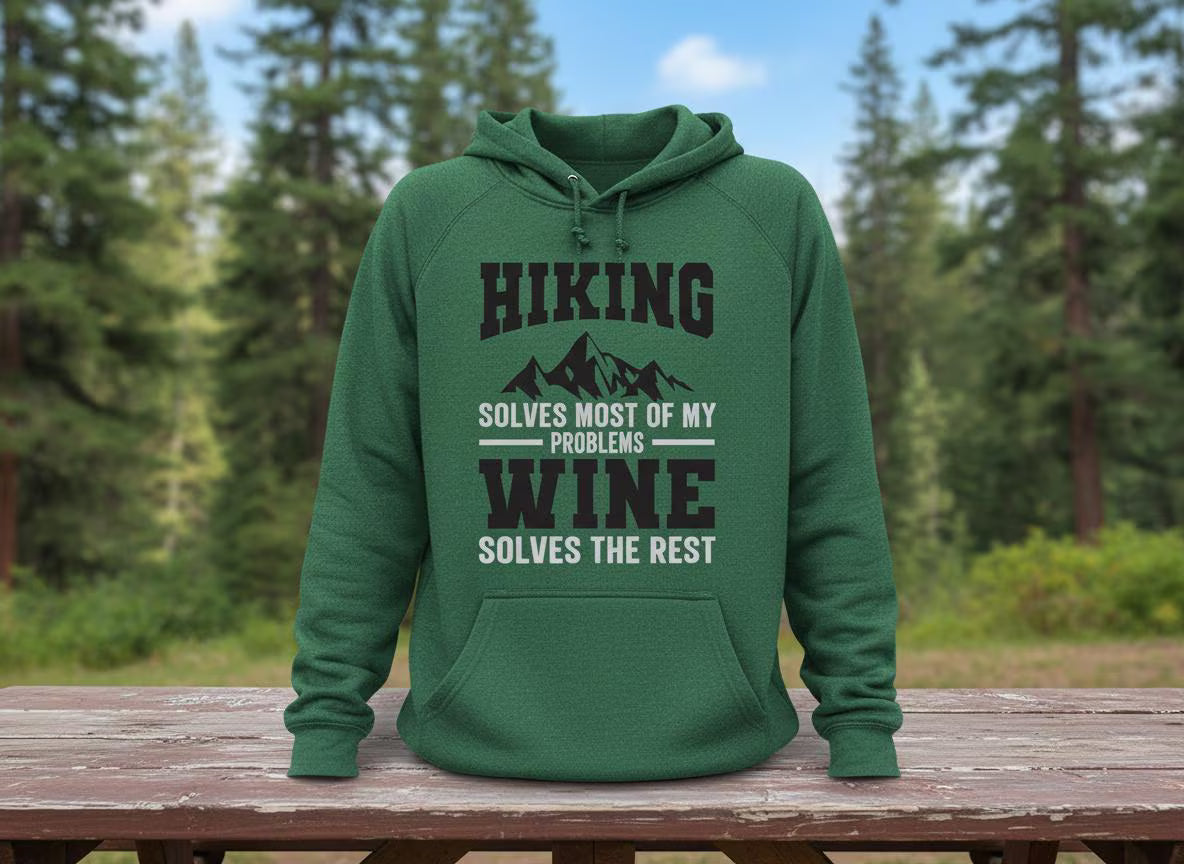 Hiking & Wine SVG-Cricut, Silhouette, Sublimation Cut File Canada -Hiking Solves Problems, Wine Solves the Rest (digital download)
